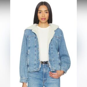 Free People Denim Jacket with faux fur lining
